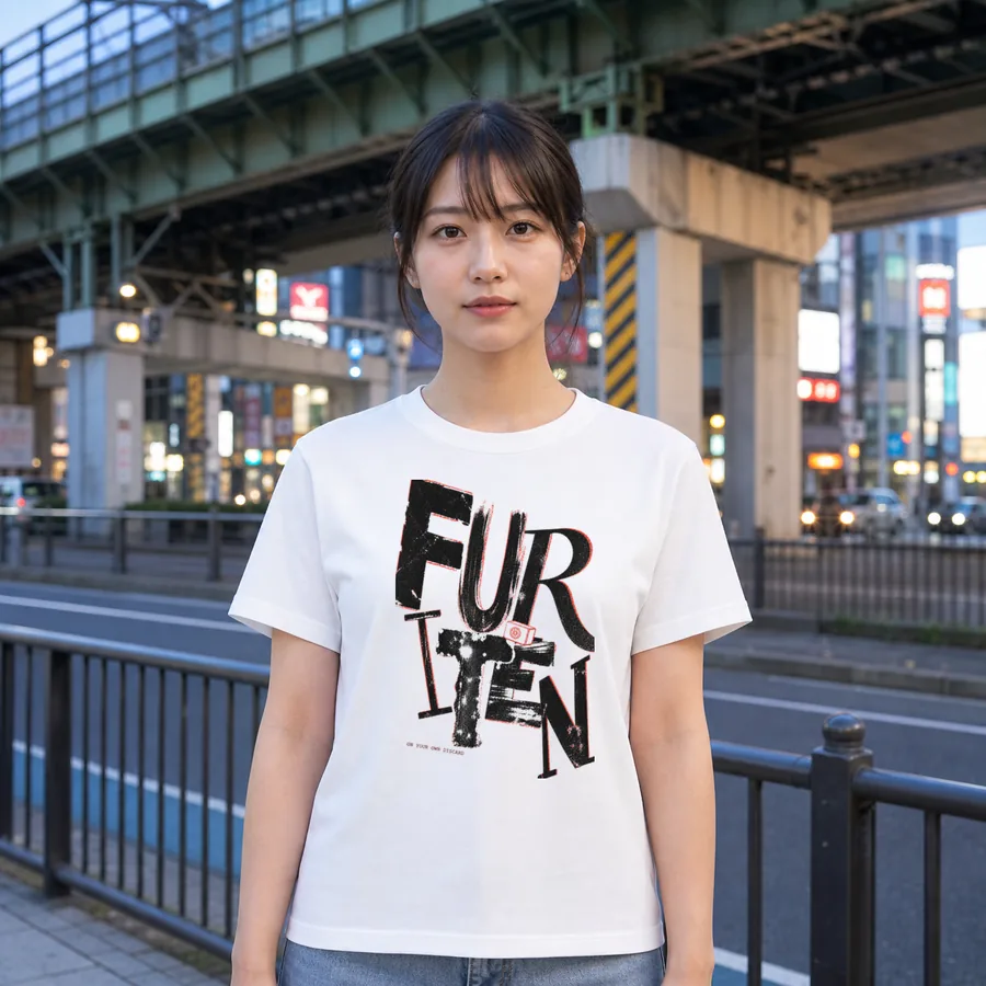 MAHJONG FURITEN 麻雀Tシャツ 着用イメージ(レディース)