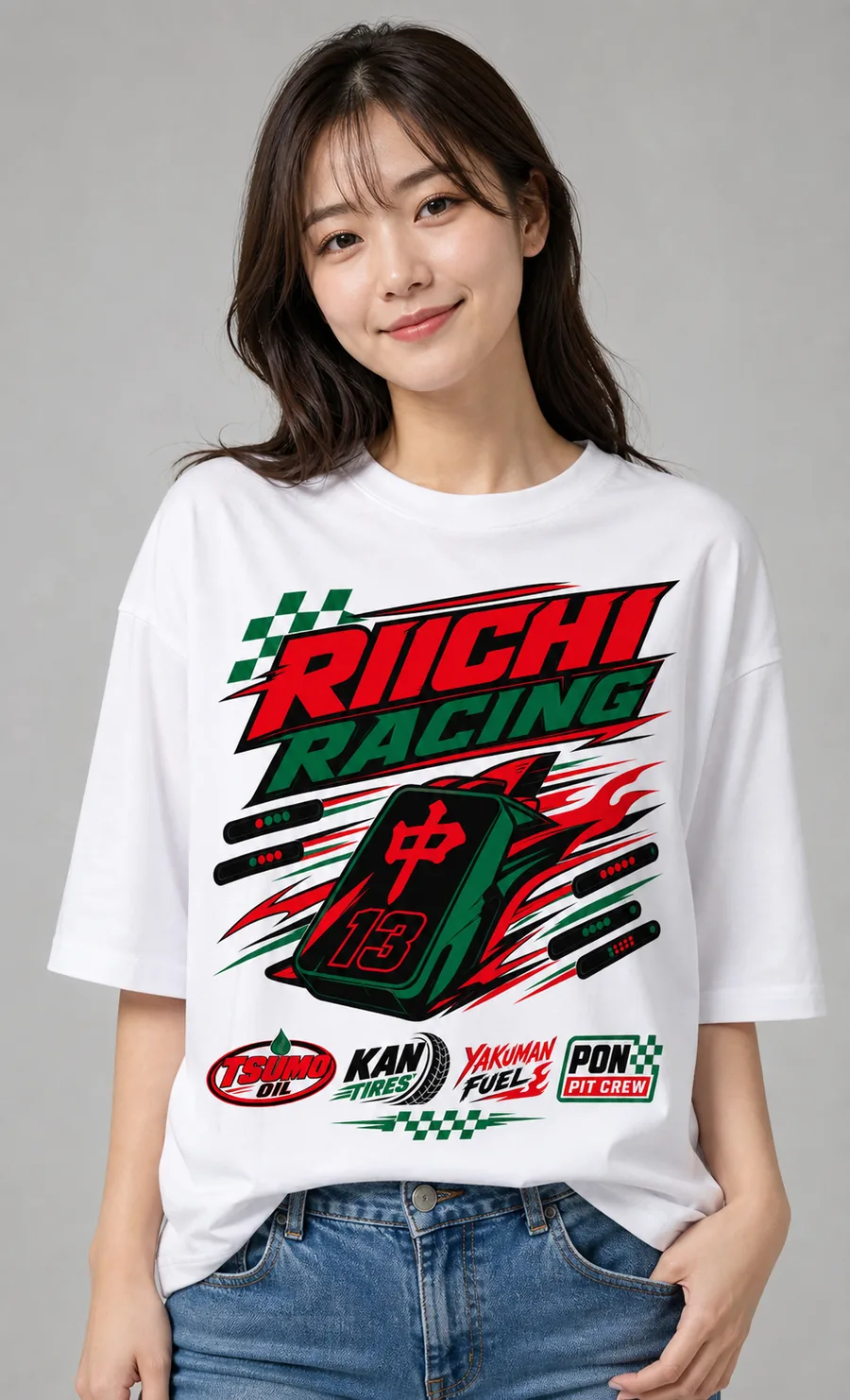 RIICHI RACING 麻雀Tシャツ 着用イメージ(レディース)